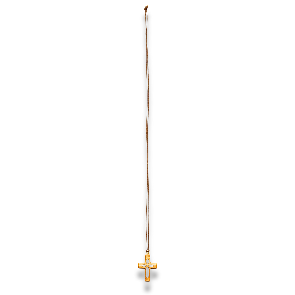 Clarus Olive Wood Crucifix Necklace Full Length