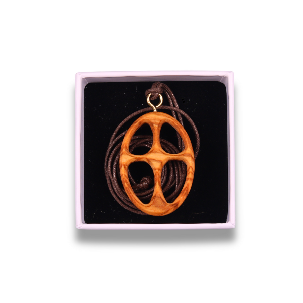 Eterna Olive Wood Cross Necklace In Gift Box