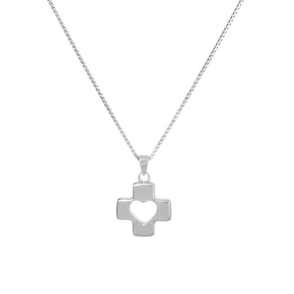 925 Sterling Silver Cross Heart Necklace Ahavah