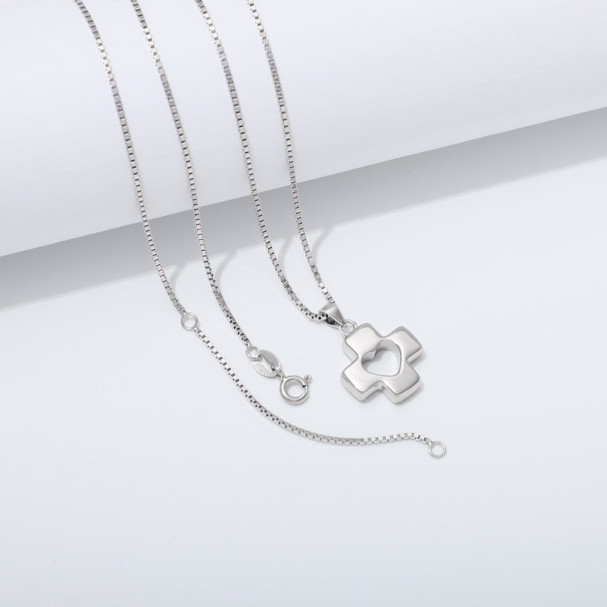 925 Sterling Silver Cross Heart Necklace Ahavah