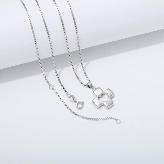 925 Sterling Silver Cross Heart Necklace Ahavah