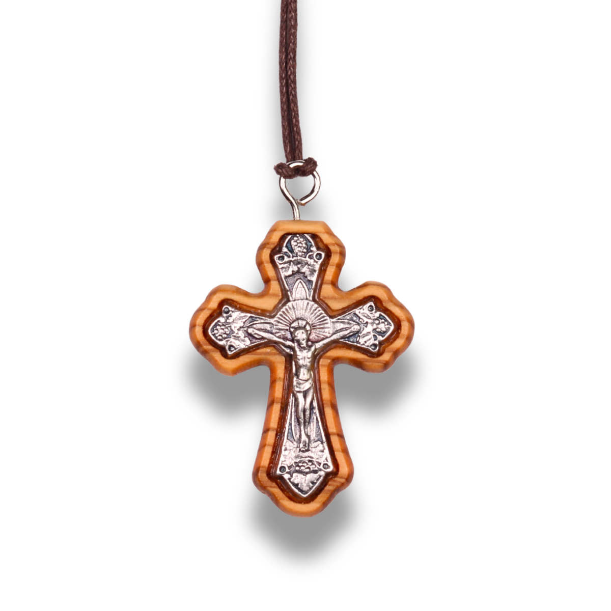 Anglican Olive Wood Crucifix Necklace