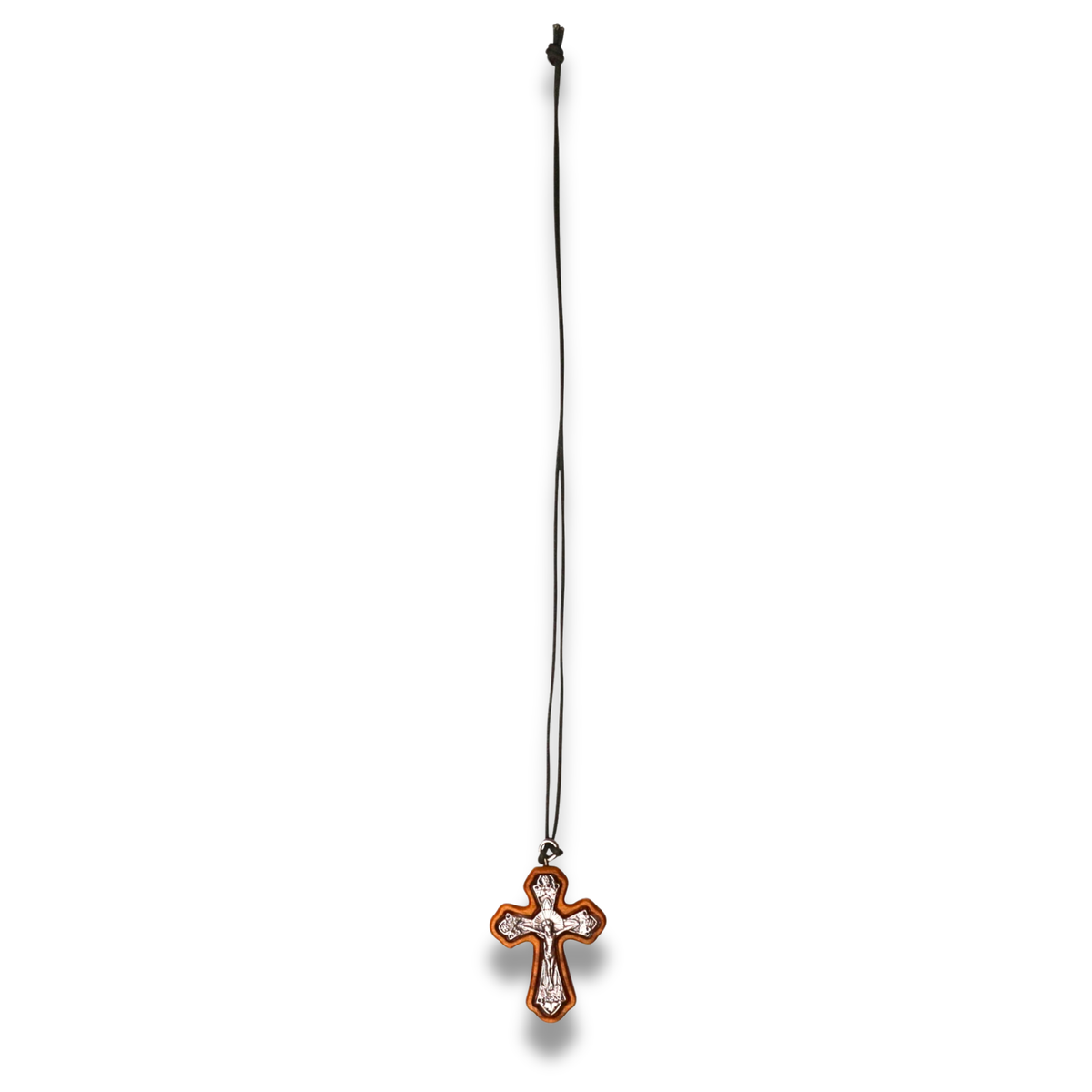 Anglican Olive Wood Crucifix Necklace Full Length