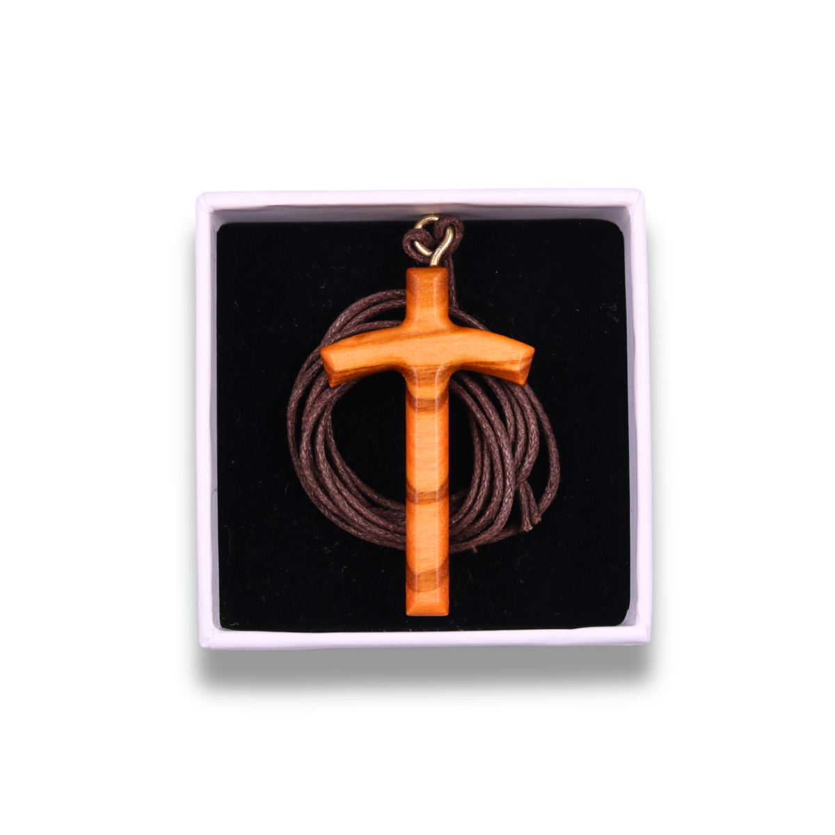 Arc Olive Wood Cross Necklace In Gift Box
