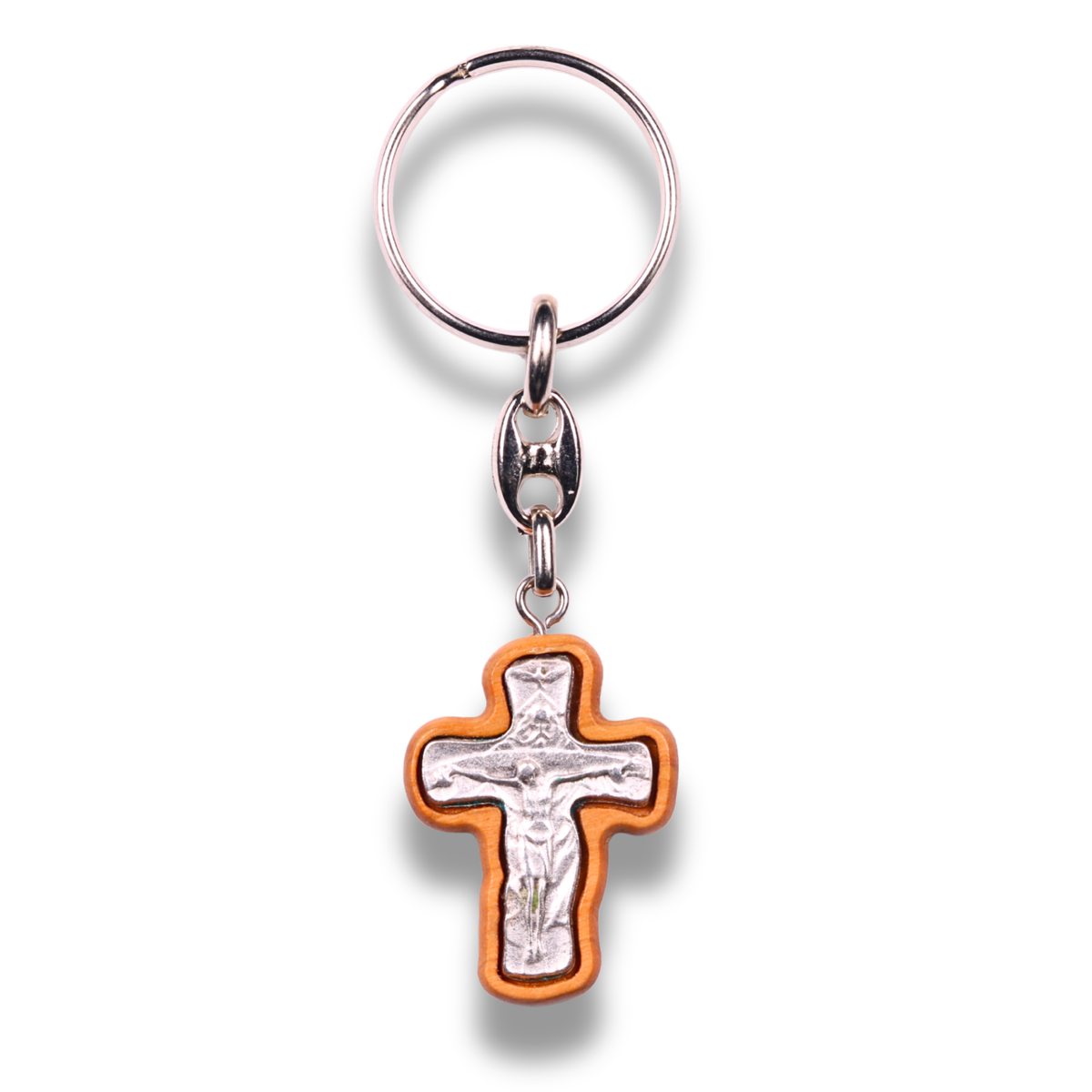 Ascetics Olive Wood Crucifix Keychain