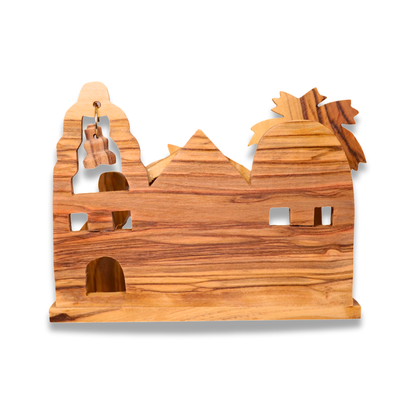 Bethlehem Olive Wood Nativity Crib backside