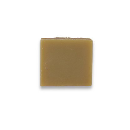 Square bar of soap on a white background