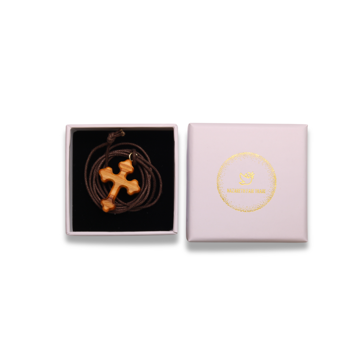 Original Olive Wood Orthodox Cross Necklace in gift box, alternate view 2