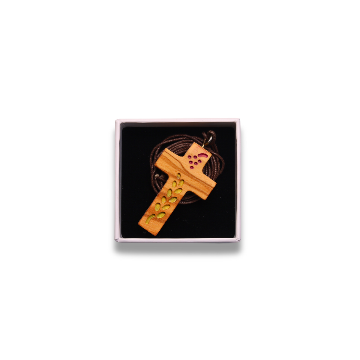 Communion Olive Wood Cross Necklace in gift box