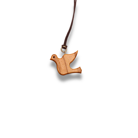 Olive Wood Dove Pendant Necklace