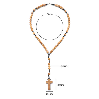 Olive wood five-decade rosary necklace 8mm bead dimensions
