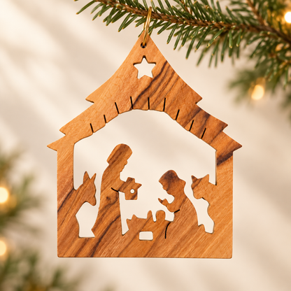 Holy Family Ornament Olive Wood