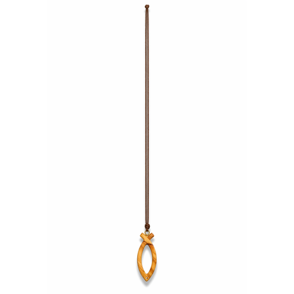 Olive Wood Ichthus Fish Necklace shown full length