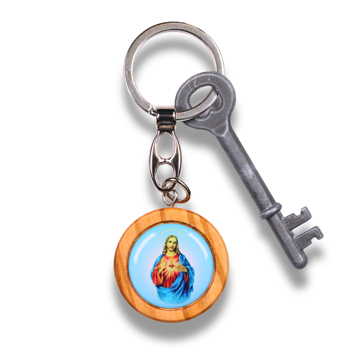 Icona Olive Wood Keychain With Key