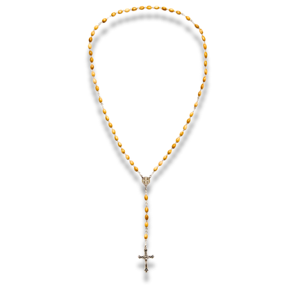 Full Jerusalem Cross olive wood five-decade rosary