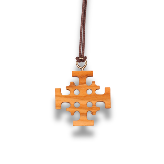 Jerusalem Olive Wood Cross Necklace