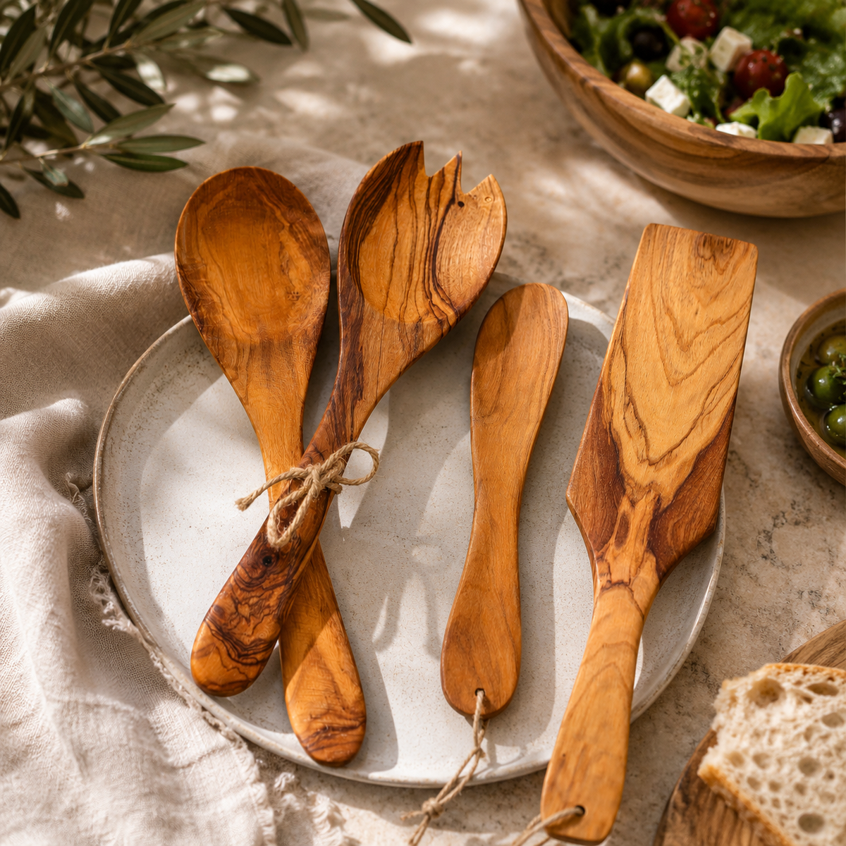 Olive Wood Kitchen Utensil Set