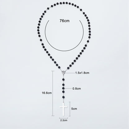 Lava stone chain rosary with bead, centerpiece and cross dimensions