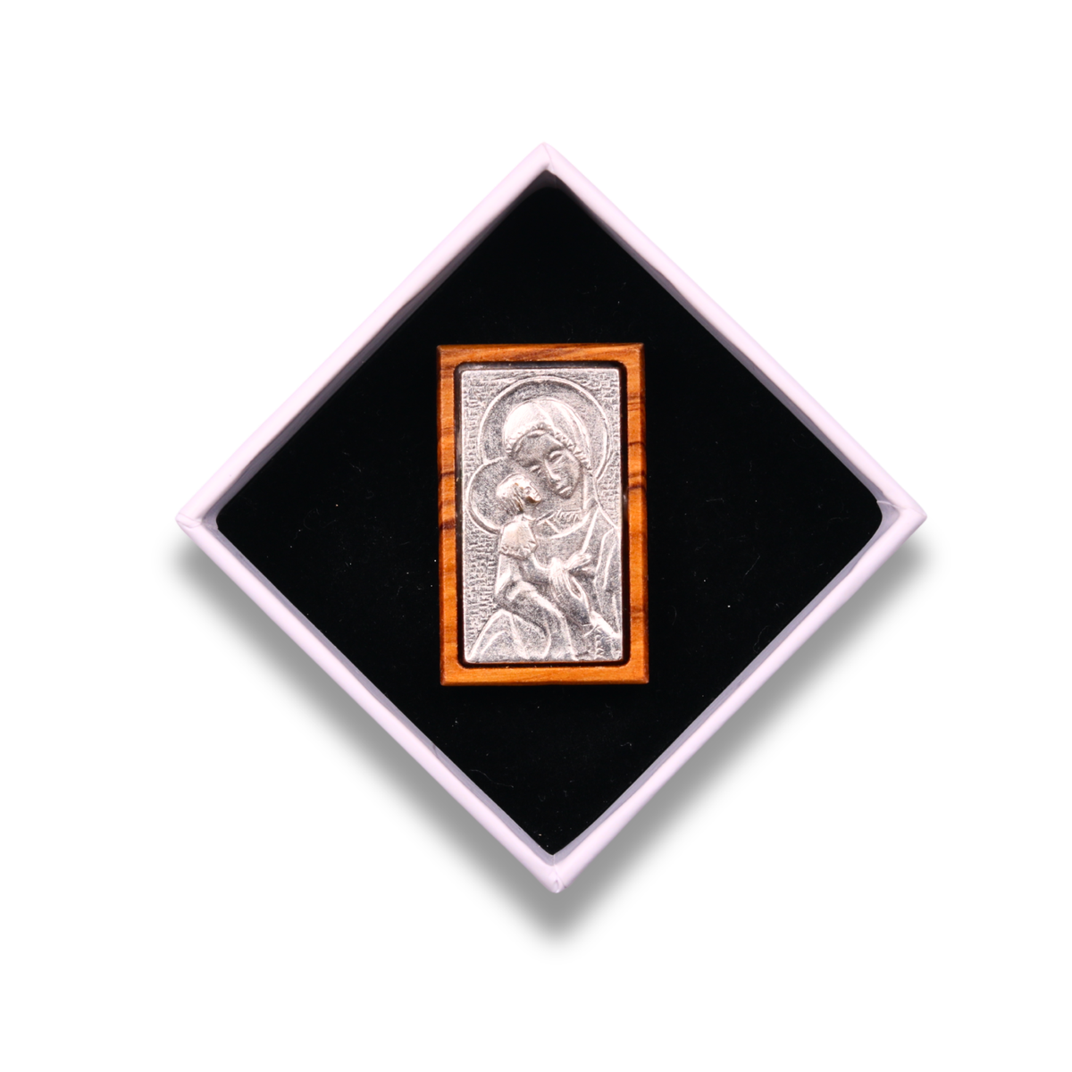 Mary & Child Olive Wood Magnet In Gift Box