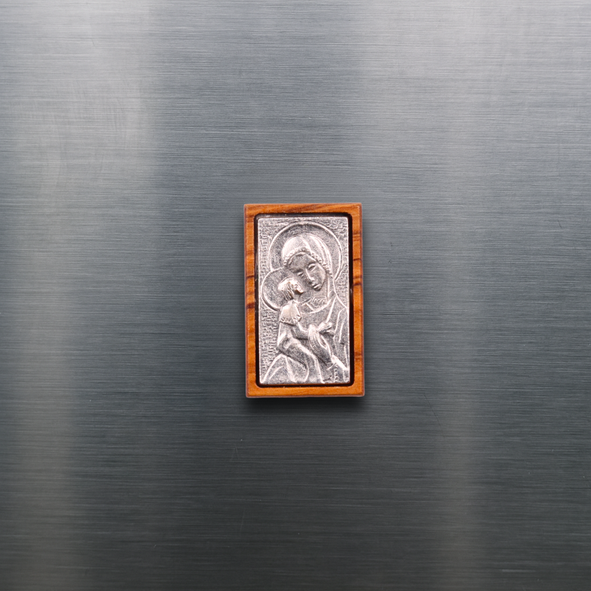 Mary & Child Olive Wood Magnet On Fridge