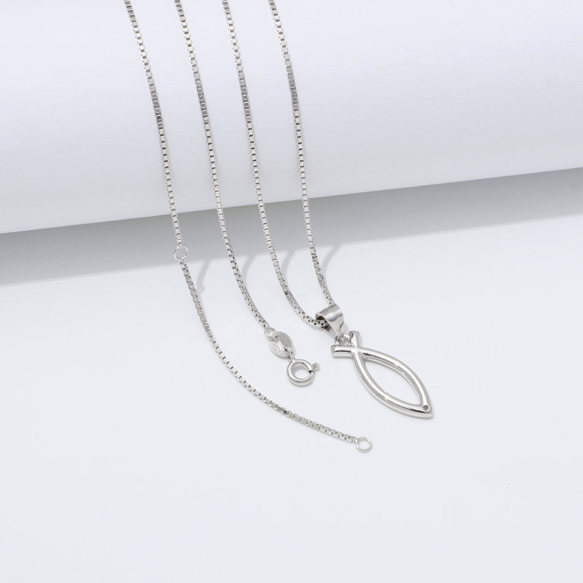 925 Sterling Silver Ichthus Fish Necklace