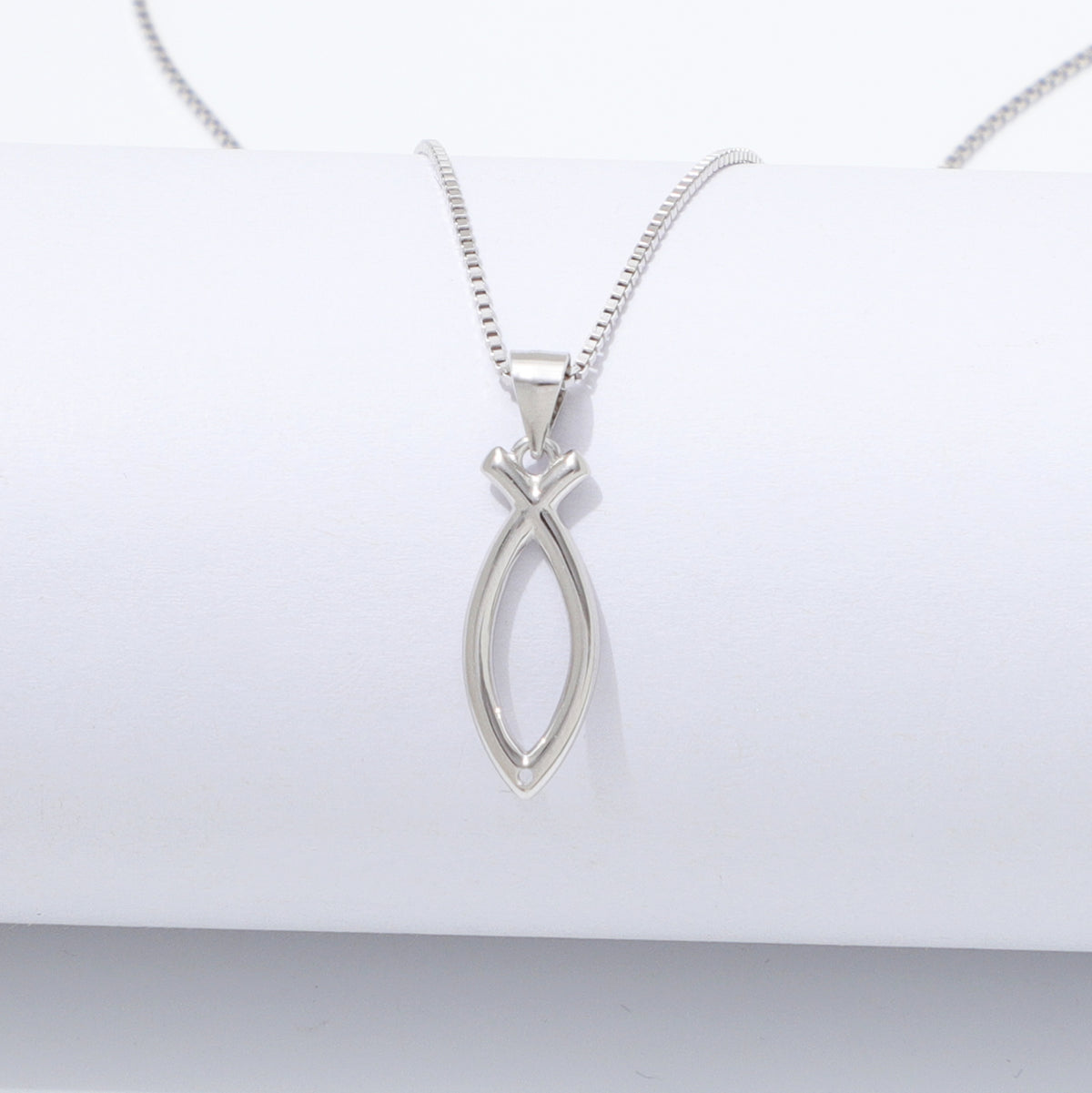 925 Sterling Silver Ichthus Fish Necklace