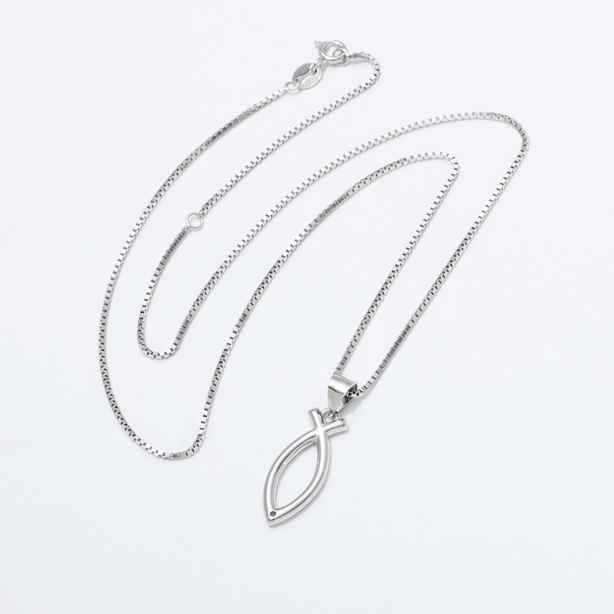 925 Sterling Silver Ichthus Fish Necklace