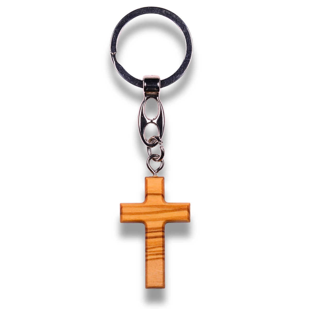 Minimalist Olive Wood Cross Keychain