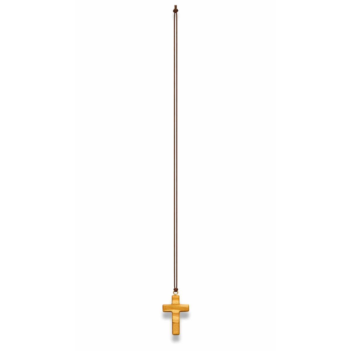 Minimalist Olive Wood Cross Necklace shown full length