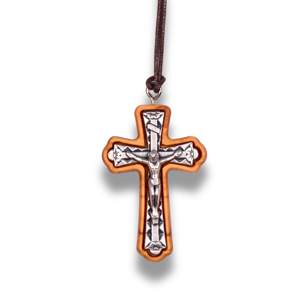 Nuhra Olive Wood Crucifix Necklace