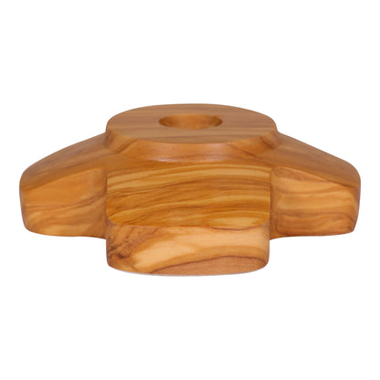 Olive Wood Candle Holder Front