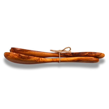Olive Wood Salad Serving Set Handcrafted in Nazareth