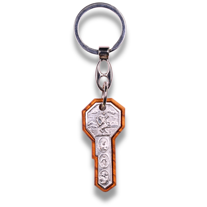 Pilgrim’s Key Olive Wood Keychain