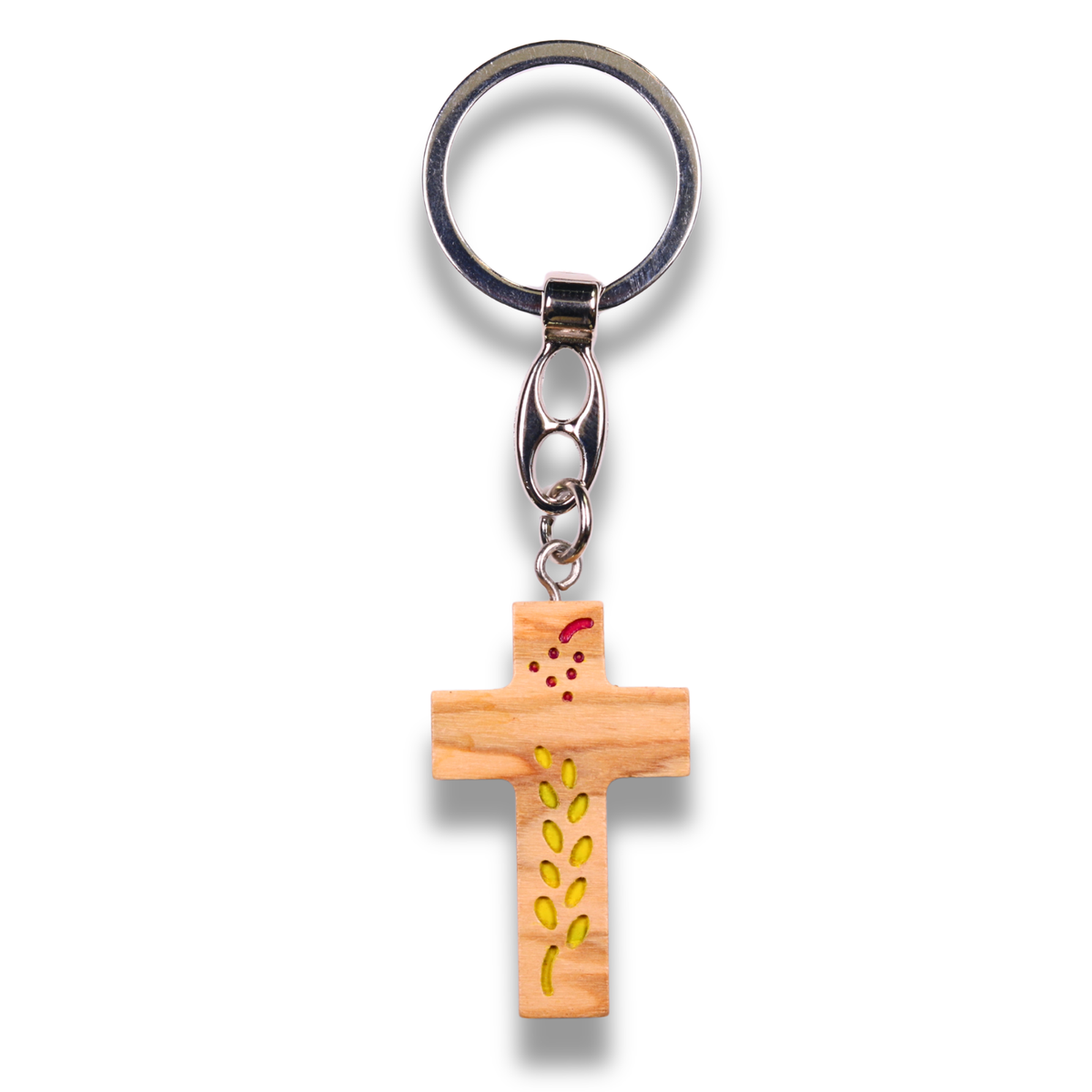 Prosperity Cross Olive Wood Keychain