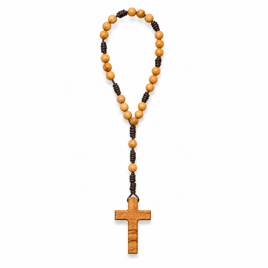 Olive wood Peace Chaplet with dark separators and wooden cross