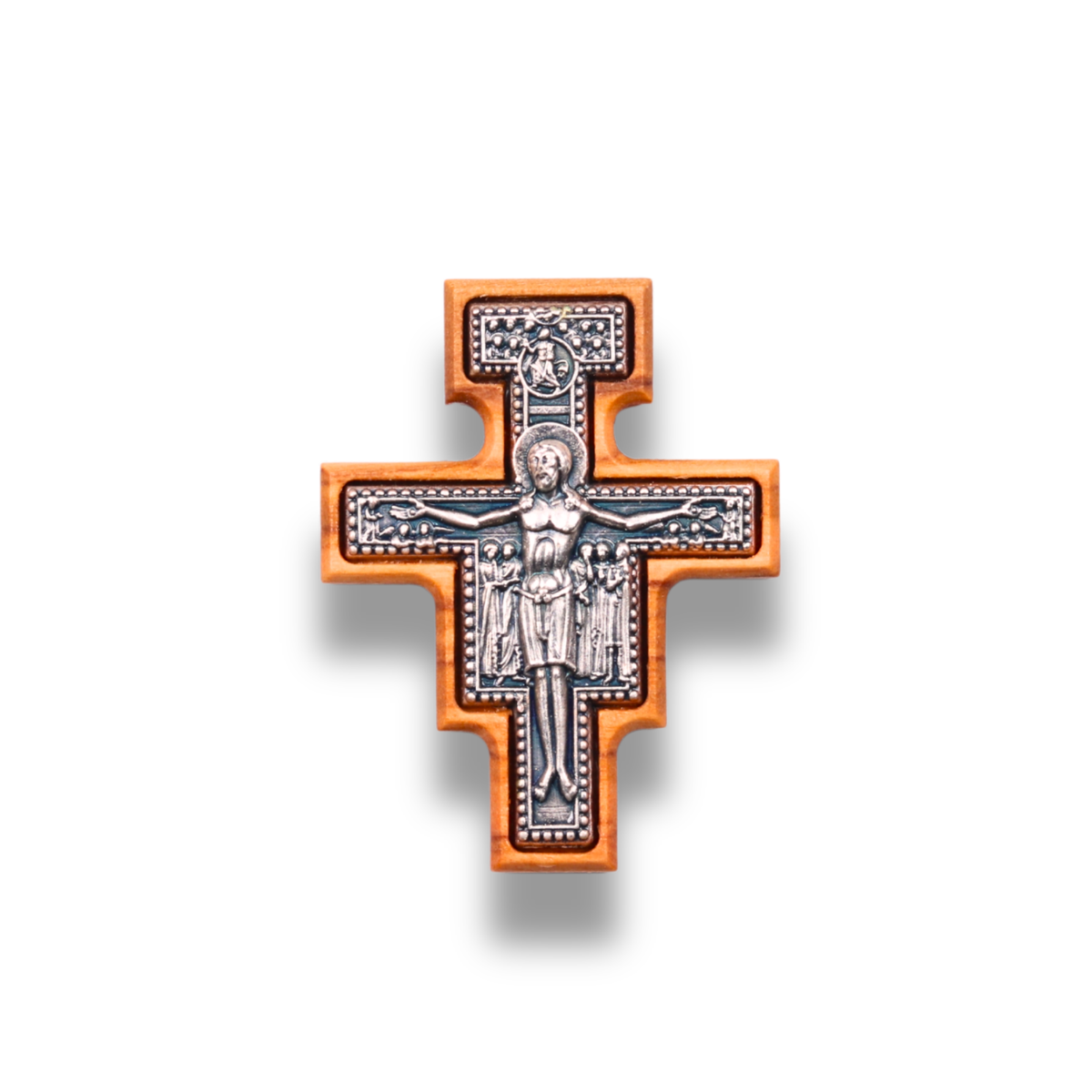 San Damiano Olive Wood Crucifix Magnet