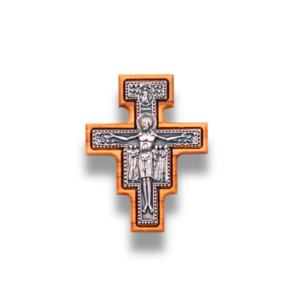 San Damiano Olive Wood Crucifix Magnet