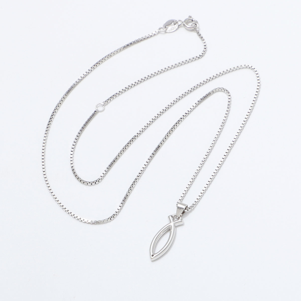 925 Sterling Silver Ichthus Fish Necklace