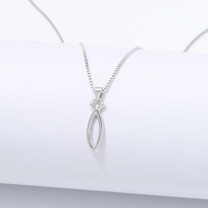 925 Sterling Silver Ichthus Fish Necklace