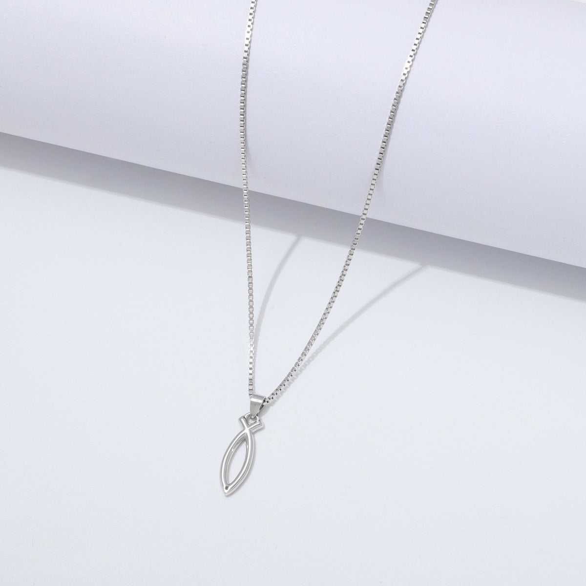 925 Sterling Silver Ichthus Fish Necklace