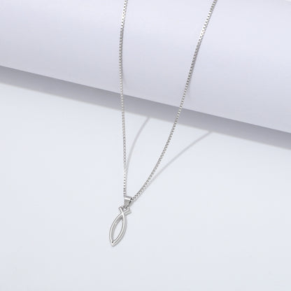 925 Sterling Silver Ichthus Fish Necklace