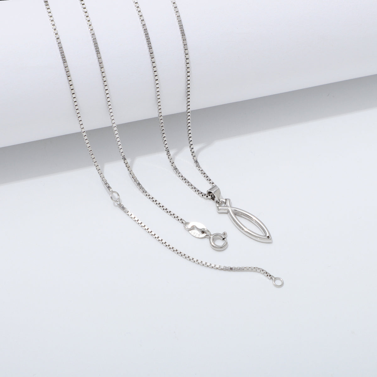 925 Sterling Silver Ichthus Fish Necklace