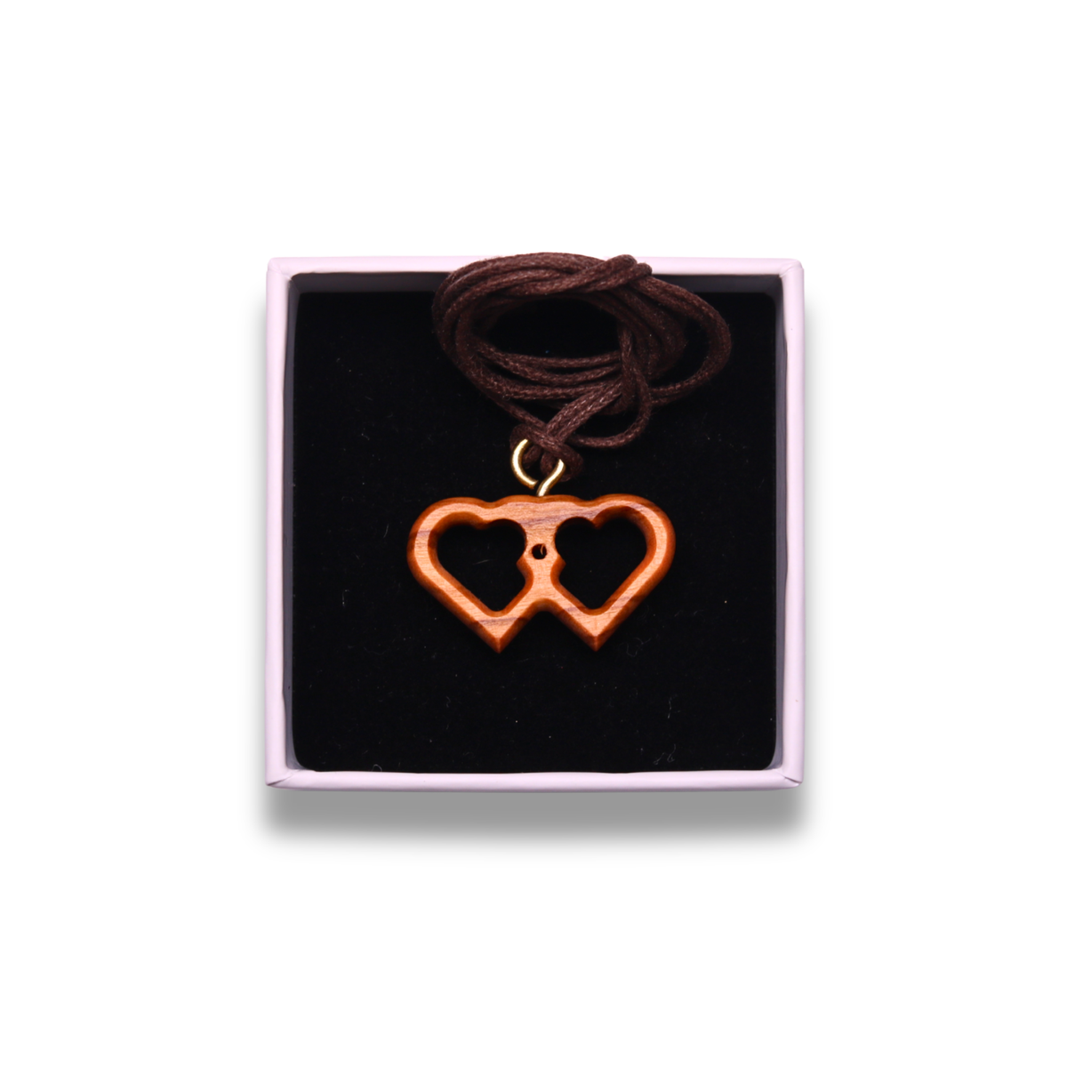 Unity Hearts Olive Wood Necklace In Gift Box