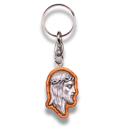 Visage Of Jesus Olive Wood Keychain