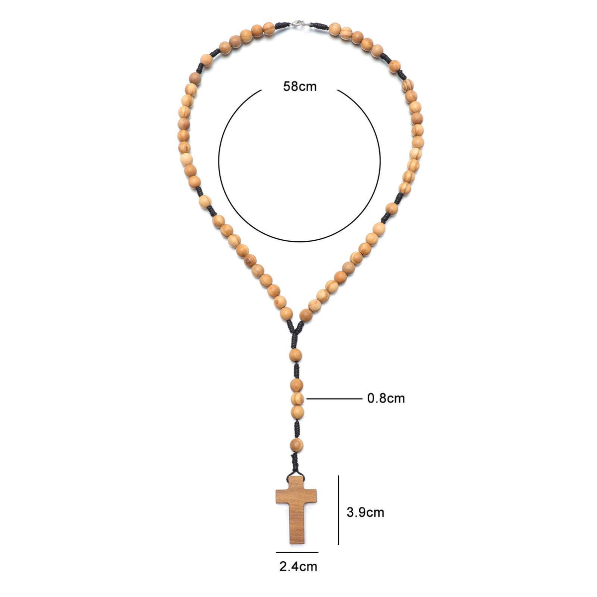 Olive Wood Rosary with measurements