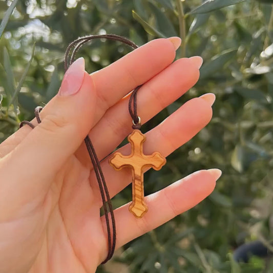 Orthodox Olive Wood Cross Necklace
