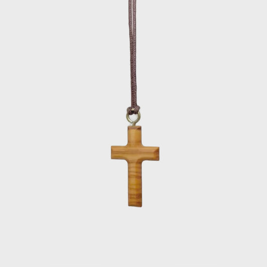 Classic Olive Wooden Cross Necklace Video